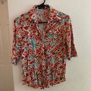 Floral shirt.